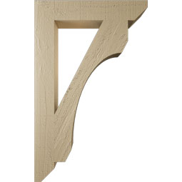 Ekena Millwork - BKTUR035X20X32LEC06RCPR - Timberthane Faux Wood Legacy Style Bracket, Slat Ends, 3 1/2"W x 20"D x 32"H, Primed Tan