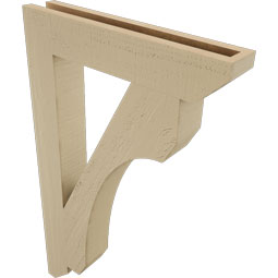 Ekena Millwork - BKTUR035X20X32LEC06RCPR - Timberthane Faux Wood Legacy Style Bracket, Slat Ends, 3 1/2"W x 20"D x 32"H, Primed Tan
