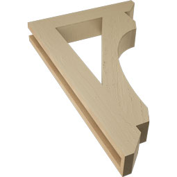 Ekena Millwork - BKTUR035X20X32LEC06RCPR - Timberthane Faux Wood Legacy Style Bracket, Slat Ends, 3 1/2"W x 20"D x 32"H, Primed Tan