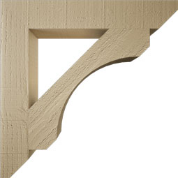 Ekena Millwork - BKTUR035X22X22LEC06RCPR - Timberthane Faux Wood Legacy Style Bracket, Slat Ends, 3 1/2"W x 22"D x 22"H, Primed Tan