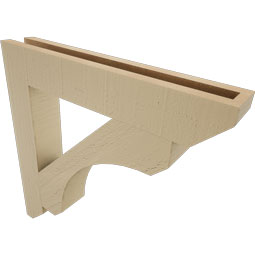 Ekena Millwork - BKTUR035X22X22LEC06RCPR - Timberthane Faux Wood Legacy Style Bracket, Slat Ends, 3 1/2"W x 22"D x 22"H, Primed Tan