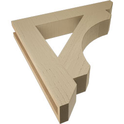 Ekena Millwork - BKTUR035X22X22LEC06RCPR - Timberthane Faux Wood Legacy Style Bracket, Slat Ends, 3 1/2"W x 22"D x 22"H, Primed Tan