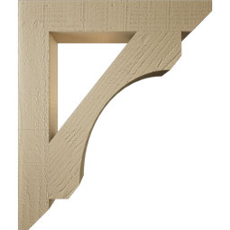 Ekena Millwork - BKTUR035X22X26LEC06RCPR - Timberthane Faux Wood Legacy Style Bracket, Slat Ends, 3 1/2"W x 22"D x 26"H, Primed Tan