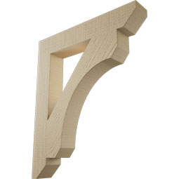 Ekena Millwork - BKTUR035X22X26LEC06RCPR - Timberthane Faux Wood Legacy Style Bracket, Slat Ends, 3 1/2"W x 22"D x 26"H, Primed Tan