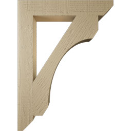 Ekena Millwork - BKTUR035X22X30LEC06RCPR - Timberthane Faux Wood Legacy Style Bracket, Slat Ends, 3 1/2"W x 22"D x 30"H, Primed Tan