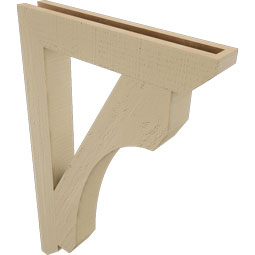Ekena Millwork - BKTUR035X22X34LEC06RCPR - Timberthane Faux Wood Legacy Style Bracket, Slat Ends, 3 1/2"W x 22"D x 34"H, Primed Tan