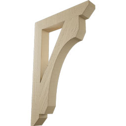 Ekena Millwork - BKTUR035X22X34LEC06RCPR - Timberthane Faux Wood Legacy Style Bracket, Slat Ends, 3 1/2"W x 22"D x 34"H, Primed Tan