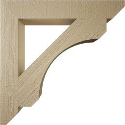 Ekena Millwork - BKTUR035X24X24LEC06RCPR - Timberthane Faux Wood Legacy Style Bracket, Slat Ends, 3 1/2"W x 24"D x 24"H, Primed Tan