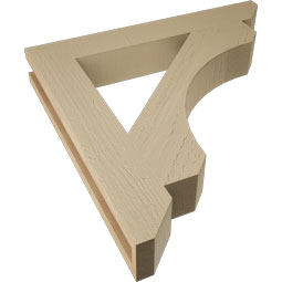 Ekena Millwork - BKTUR035X24X24LEC06RCPR - Timberthane Faux Wood Legacy Style Bracket, Slat Ends, 3 1/2"W x 24"D x 24"H, Primed Tan