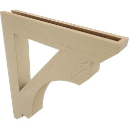 Ekena Millwork - BKTUR035X24X28LEC06RCPR - Timberthane Faux Wood Legacy Style Bracket, Slat Ends, 3 1/2"W x 24"D x 28"H, Primed Tan