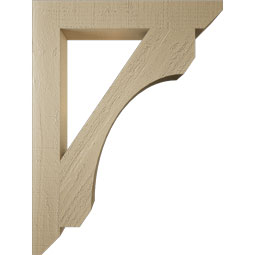 Ekena Millwork - BKTUR035X24X32LEC06RCPR - Timberthane Faux Wood Legacy Style Bracket, Slat Ends, 3 1/2"W x 24"D x 32"H, Primed Tan