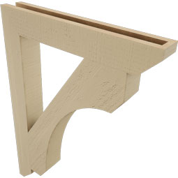Ekena Millwork - BKTUR035X24X32LEC06RCPR - Timberthane Faux Wood Legacy Style Bracket, Slat Ends, 3 1/2"W x 24"D x 32"H, Primed Tan