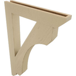Ekena Millwork - BKTUR035X24X36LEC06RCPR - Timberthane Faux Wood Legacy Style Bracket, Slat Ends, 3 1/2"W x 24"D x 36"H, Primed Tan