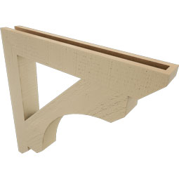 Ekena Millwork - BKTUR035X26X26LEC06RCPR - Timberthane Faux Wood Legacy Style Bracket, Slat Ends, 3 1/2"W x 26"D x 26"H, Primed Tan