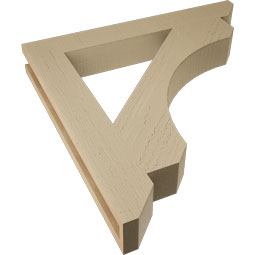 Ekena Millwork - BKTUR035X26X26LEC06RCPR - Timberthane Faux Wood Legacy Style Bracket, Slat Ends, 3 1/2"W x 26"D x 26"H, Primed Tan