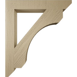 Ekena Millwork - BKTUR035X26X30LEC06RCPR - Timberthane Faux Wood Legacy Style Bracket, Slat Ends, 3 1/2"W x 26"D x 30"H, Primed Tan