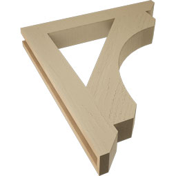 Ekena Millwork - BKTUR035X26X30LEC06RCPR - Timberthane Faux Wood Legacy Style Bracket, Slat Ends, 3 1/2"W x 26"D x 30"H, Primed Tan