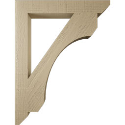 Ekena Millwork - BKTUR035X26X34LEC06RCPR - Timberthane Faux Wood Legacy Style Bracket, Slat Ends, 3 1/2"W x 26"D x 34"H, Primed Tan