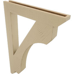 Ekena Millwork - BKTUR035X26X38LEC06RCPR - Timberthane Faux Wood Legacy Style Bracket, Slat Ends, 3 1/2"W x 26"D x 38"H, Primed Tan