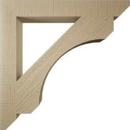 Ekena Millwork - BKTUR035X28X28LEC06RCPR - Timberthane Faux Wood Legacy Style Bracket, Slat Ends, 3 1/2"W x 28"D x 28"H, Primed Tan