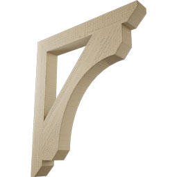 Ekena Millwork - BKTUR035X28X32LEC06RCPR - Timberthane Faux Wood Legacy Style Bracket, Slat Ends, 3 1/2"W x 28"D x 32"H, Primed Tan