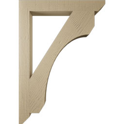 Ekena Millwork - BKTUR035X28X40LEC06RCPR - Timberthane Faux Wood Legacy Style Bracket, Slat Ends, 3 1/2"W x 28"D x 40"H, Primed Tan