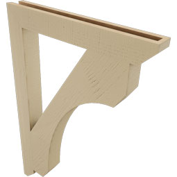 Ekena Millwork - BKTUR035X28X40LEC06RCPR - Timberthane Faux Wood Legacy Style Bracket, Slat Ends, 3 1/2"W x 28"D x 40"H, Primed Tan