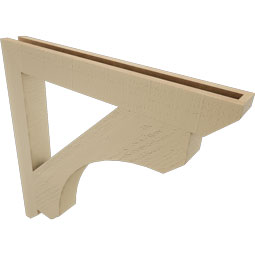 Ekena Millwork - BKTUR035X30X30LEC06RCPR - Timberthane Faux Wood Legacy Style Bracket, Slat Ends, 3 1/2"W x 30"D x 30"H, Primed Tan