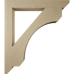 Ekena Millwork - BKTUR035X30X34LEC06RCPR - Timberthane Faux Wood Legacy Style Bracket, Slat Ends, 3 1/2"W x 30"D x 34"H, Primed Tan