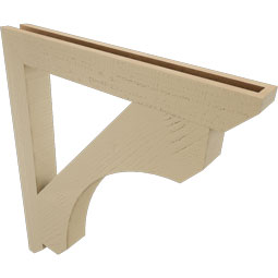 Ekena Millwork - BKTUR035X30X34LEC06RCPR - Timberthane Faux Wood Legacy Style Bracket, Slat Ends, 3 1/2"W x 30"D x 34"H, Primed Tan