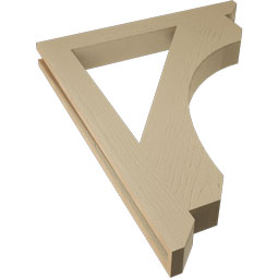Ekena Millwork - BKTUR035X30X38LEC06RCPR - Timberthane Faux Wood Legacy Style Bracket, Slat Ends, 3 1/2"W x 30"D x 38"H, Primed Tan