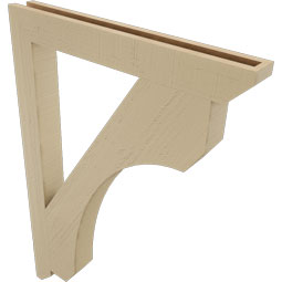 Ekena Millwork - BKTUR035X30X42LEC06RCPR - Timberthane Faux Wood Legacy Style Bracket, Slat Ends, 3 1/2"W x 30"D x 42"H, Primed Tan
