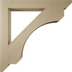 Ekena Millwork - BKTUR035X32X32LEC06RCPR - Timberthane Faux Wood Legacy Style Bracket, Slat Ends, 3 1/2"W x 32"D x 32"H, Primed Tan