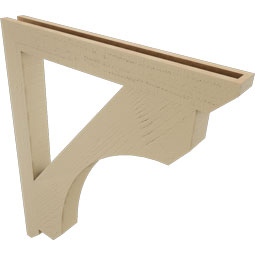 Ekena Millwork - BKTUR035X32X38LEC06RCPR - Timberthane Faux Wood Legacy Style Bracket, Slat Ends, 3 1/2"W x 32"D x 38"H, Primed Tan