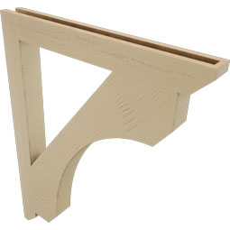 Ekena Millwork - BKTUR035X32X40LEC06RCPR - Timberthane Faux Wood Legacy Style Bracket, Slat Ends, 3 1/2"W x 32"D x 40"H, Primed Tan