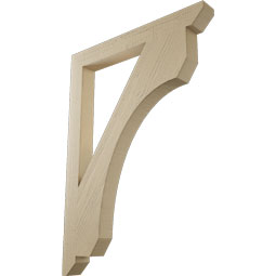 Ekena Millwork - BKTUR035X32X44LEC06RCPR - Timberthane Faux Wood Legacy Style Bracket, Slat Ends, 3 1/2"W x 32"D x 44"H, Primed Tan