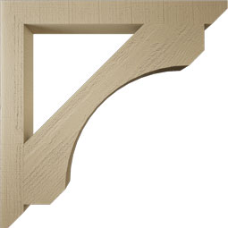 Ekena Millwork - BKTUR035X34X34LEC06RCPR - Timberthane Faux Wood Legacy Style Bracket, Slat Ends, 3 1/2"W x 34"D x 34"H, Primed Tan