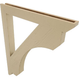 Ekena Millwork - BKTUR035X34X42LEC06RCPR - Timberthane Faux Wood Legacy Style Bracket, Slat Ends, 3 1/2"W x 34"D x 42"H, Primed Tan
