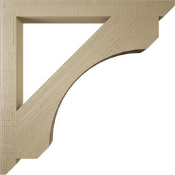 Ekena Millwork - BKTUR035X38X38LEC06RCPR - Timberthane Faux Wood Legacy Style Bracket, Slat Ends, 3 1/2"W x 38"D x 38"H, Primed Tan