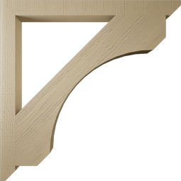 Ekena Millwork - BKTUR035X42X42LEC06RCPR - Timberthane Faux Wood Legacy Style Bracket, Slat Ends, 3 1/2"W x 42"D x 42"H, Primed Tan