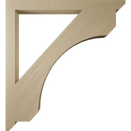 Ekena Millwork - BKTUR035X44X48LEC06RCPR - Timberthane Faux Wood Legacy Style Bracket, Slat Ends, 3 1/2"W x 44"D x 48"H, Primed Tan
