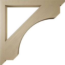 Ekena Millwork - BKTUR035X46X46LEC06RCPR - Timberthane Faux Wood Legacy Style Bracket, Slat Ends, 3 1/2"W x 46"D x 46"H, Primed Tan