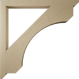 Ekena Millwork - BKTUR035X48X48LEC06RCPR - Timberthane Faux Wood Legacy Style Bracket, Slat Ends, 3 1/2"W x 48"D x 48"H, Primed Tan