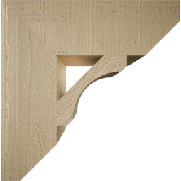 Ekena Millwork - BKTUR055X18X18LEC06RCPR - Timberthane Faux Wood Legacy Style Bracket, Slat Ends, 5 1/2"W x 18"D x 18"H, Primed Tan