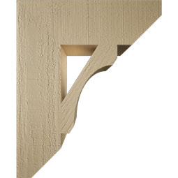 Ekena Millwork - BKTUR055X18X22LEC06RCPR - Timberthane Faux Wood Legacy Style Bracket, Slat Ends, 5 1/2"W x 18"D x 22"H, Primed Tan