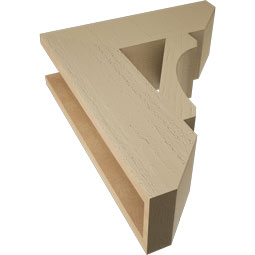 Ekena Millwork - BKTUR055X18X22LEC06RCPR - Timberthane Faux Wood Legacy Style Bracket, Slat Ends, 5 1/2"W x 18"D x 22"H, Primed Tan