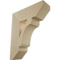 Ekena Millwork - BKTUR055X18X22LEC06RCPR - Timberthane Faux Wood Legacy Style Bracket, Slat Ends, 5 1/2"W x 18"D x 22"H, Primed Tan