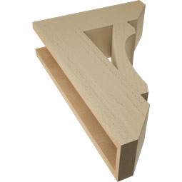 Ekena Millwork - BKTUR055X18X26LEC06RCPR - Timberthane Faux Wood Legacy Style Bracket, Slat Ends, 5 1/2"W x 18"D x 26"H, Primed Tan