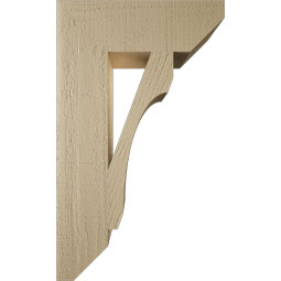 Ekena Millwork - BKTUR055X18X30LEC06RCPR - Timberthane Faux Wood Legacy Style Bracket, Slat Ends, 5 1/2"W x 18"D x 30"H, Primed Tan