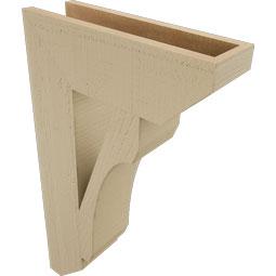 Ekena Millwork - BKTUR055X18X30LEC06RCPR - Timberthane Faux Wood Legacy Style Bracket, Slat Ends, 5 1/2"W x 18"D x 30"H, Primed Tan